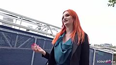 German redhead Zara talks dirty before getting picked up for hardcore fucking